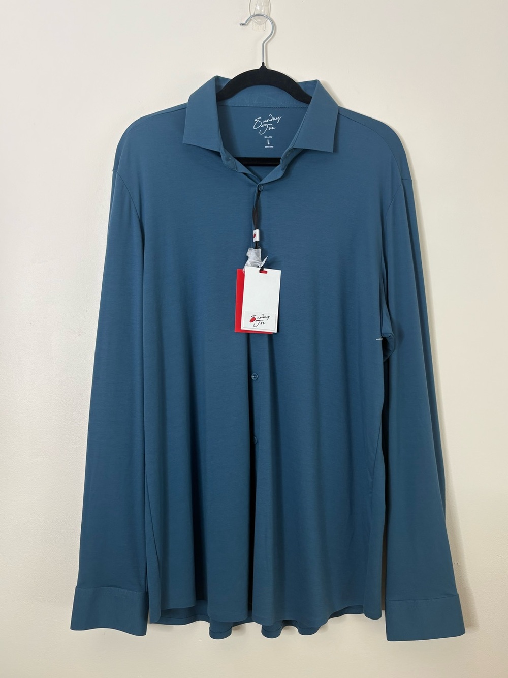 Sunday Joe Men's Teal Blue Long Sleeve Modern Fit Button Down Shirt
